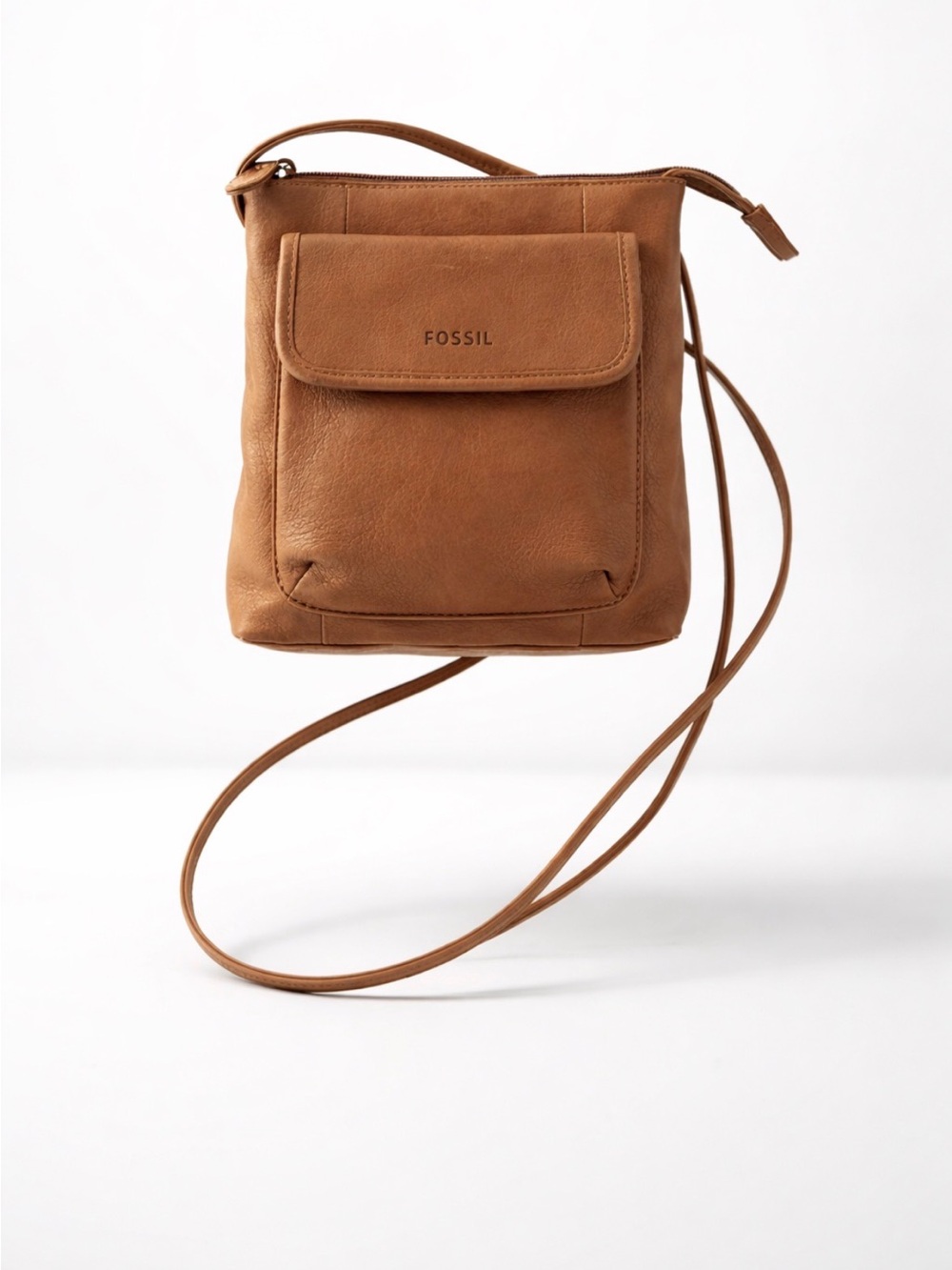 Fossil Brown leather  and Tan Crossbody Bag